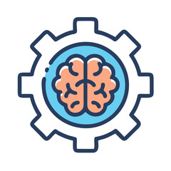 Poster - Brain inside gear symbol represents intelligence and technology