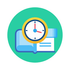 Poster - Flat illustration icon of a clock on top notebook