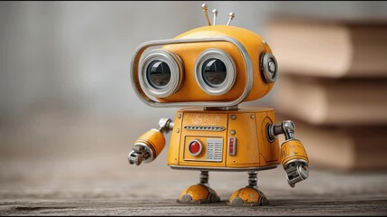 Poster - Colorful robot toy capturing imagination and innovation in market entry risk assessment and business evaluation trends. Playful Risk Evaluation Robot – Animated Video Version