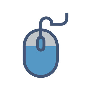 Simple wired computer mouse icon on black background graphic