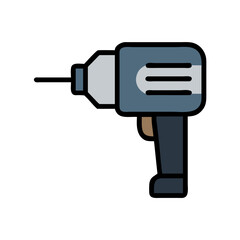 Poster - Simplified cordless drill icon illustration on a dark background