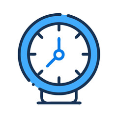 Poster - Blue minimalistic clock illustration against a black background time