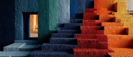 Poster - Abstract Colorful Architecture  Steps  Walls  Textures  Design