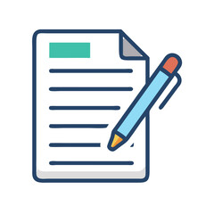 Poster - Document and pen illustration representing content creation or form filling