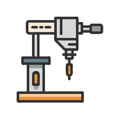 Poster - Isolated drilling machine vector illustration in gray and orange