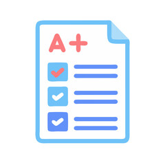 Poster - Graded assignment sheet with A plus grade icon