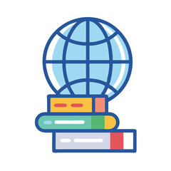 Aufkleber - Globe on books illustration depicting education and globalization concept