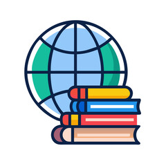 Poster - Global education icon illustration with stacked books design
