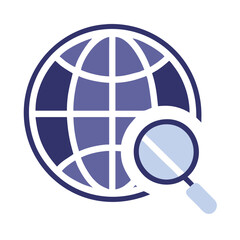 Poster - Global search concept with magnifying glass focused on globe