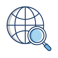 Poster - Globe with Magnifying Glass Icon for Web Search Concept