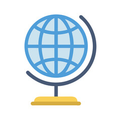 Poster - Blue world globe with stand, minimalist design on black