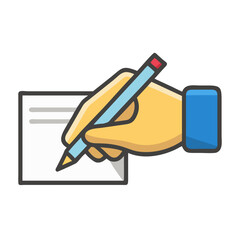 Poster - Hand writing on paper with pen flat vector illustration