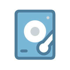 Poster - Stylized blue hard drive illustration against black background