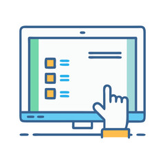 Poster - Online survey form on computer with hand pointer design