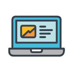 Poster - Digital Business Analysis Graph on Laptop Display Illustration