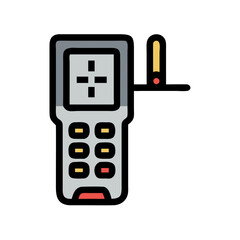 Poster - Warning remote control icon vector art on black background