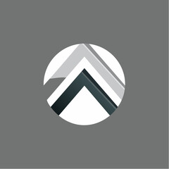 Leinwandbilder - Abstract geometric logo design featuring layered angled shapes within a white circle