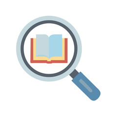 Poster - Book under magnifying glass illustration on black background design