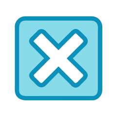Poster - Light blue squared box with a black cross mark
