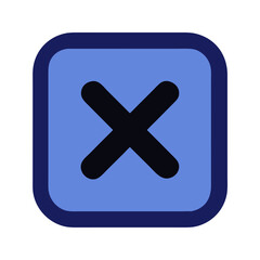 Poster - Blue rounded square with a dark cross inside graphic