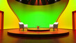 © Item.io - Modern minimalist studio set design perfect for interviews broadcasts or podcasts elegant and clean aestheti