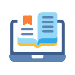Poster - Online education concept: laptop with book icon illustration