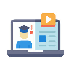 Poster - Online education warning with video player and student avatar