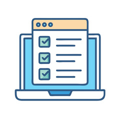 Poster - Laptop checklist with checkmarks, modern design, blue color scheme