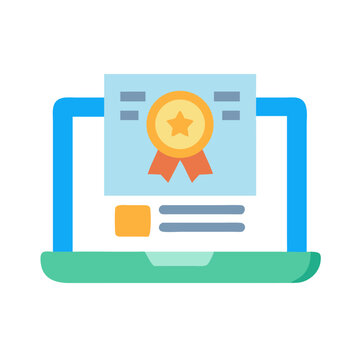 Laptop with certificate illustration on its screen display
