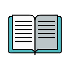 Poster - Open book illustration with teal binding on black background