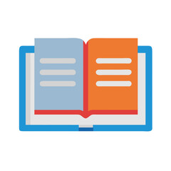 Poster - Open book illustration with blue and orange pages