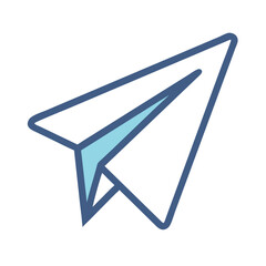 Poster - Minimalist paper airplane icon on black background for travel concepts