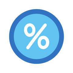 Poster - Flat icon design displaying white percentage symbol on blue