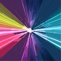 Poster - Abstract burst of colorful light emanating from a central point with vibrant hues