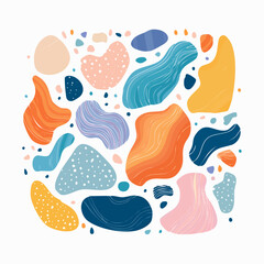 Poster - Colorful abstract shapes illustration with various forms and textures on white background