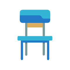 Poster - Blue chair graphic on black background, simple design