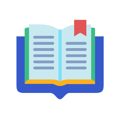 Poster - Open book icon with red bookmark and blue background