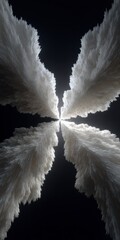 Poster - Abstract Fluffy 3D Render  White Texture  Dark Background  High Resolution