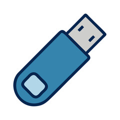 Poster - Modern blue USB drive icon on black background