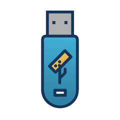 Poster - Colorful flat illustration of blue USB flash drive icon