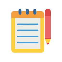Poster - Yellow notepad with lines and red pencil icon style