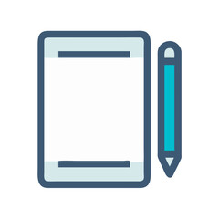 Poster - Stylized clipboard with pencil vector icon for design