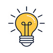 © Monoara - Bright Light Bulb Icon. Symbol of Ideas, Innovation, and Creativity Vector Design