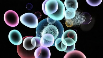 Wall Mural - Colorful spheres float in dark space; cosmic background; design, screensaver