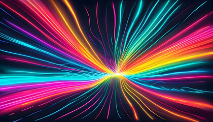 Poster - Abstract Multicolor Light Trails Creating Futuristic Hyper Speed Background
