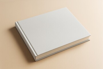 Poster - Blank hardcover book mockup on beige background with soft lighting and clean minimalist layout for branding or design presentation concept.