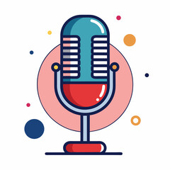Poster - Retro Microphone Design Perfect for Podcast Branding, Music Apps, and Studio Logos a Colorful Scalable Graphic