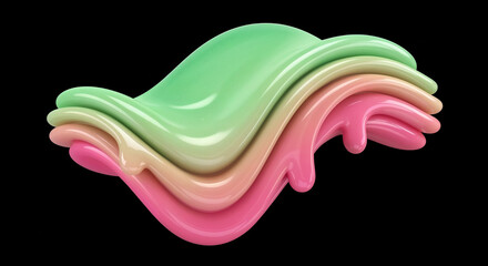 Aufkleber - Colorful, glossy, layered paint strokes flowing on black background