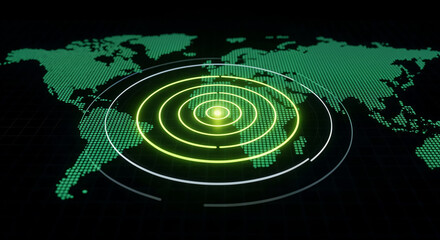 Poster - Global positioning system tracking target on digital world map