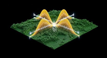 Poster - Statistical data analysis showing growing trends on green matrix with black background